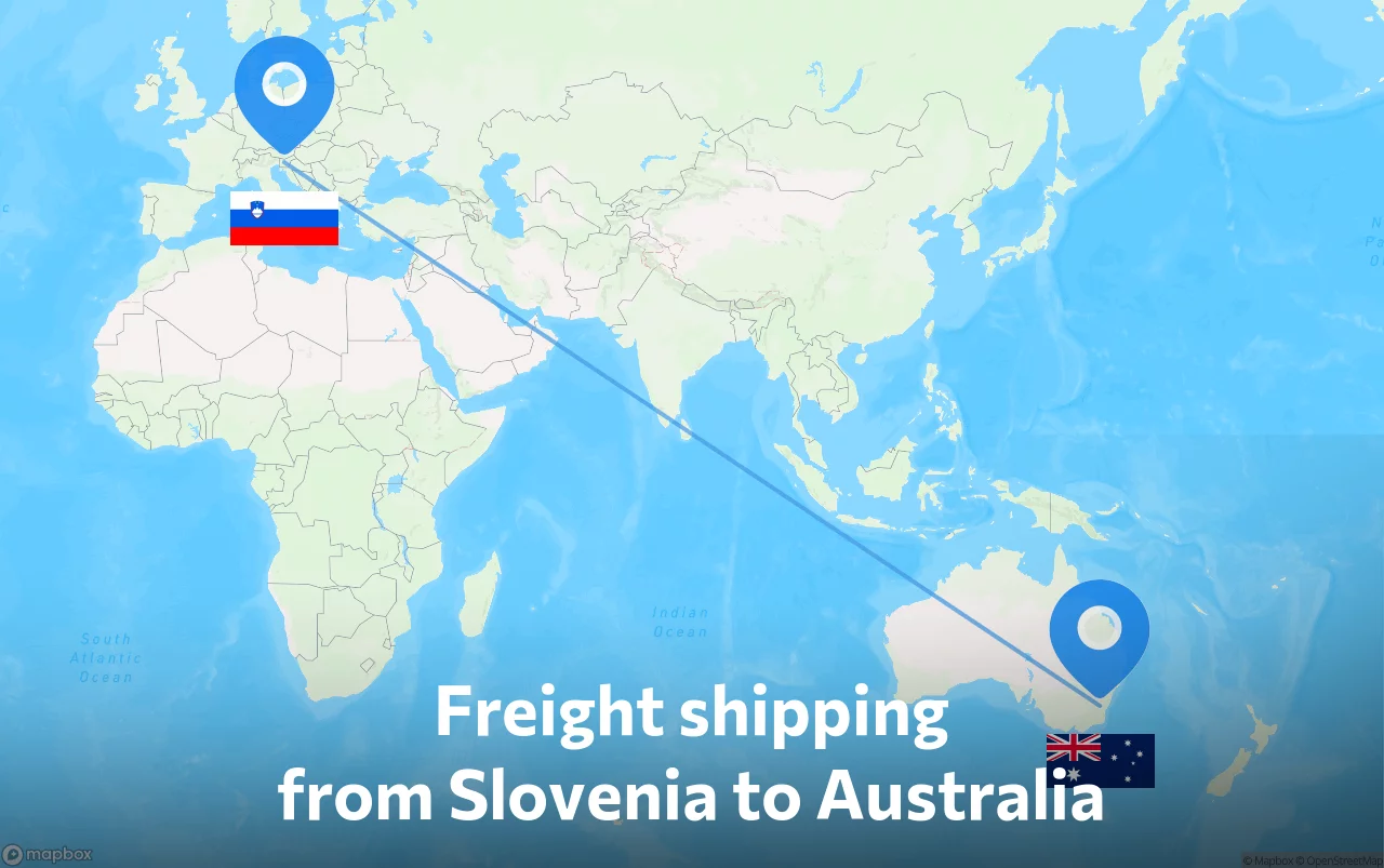 Shipping route from Slovenia to Australia
