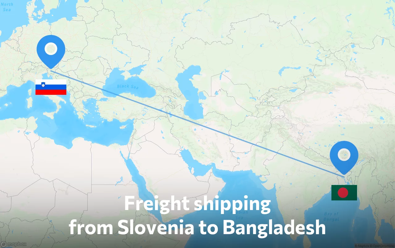 Shipping route from Slovenia to Bangladesh