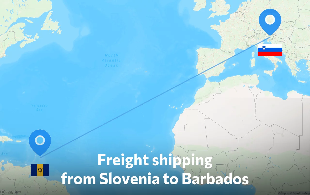 Shipping route from Slovenia to Barbados