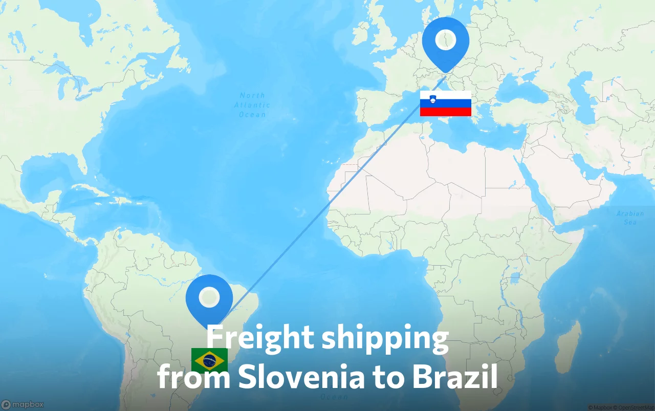 Shipping route from Slovenia to Brazil