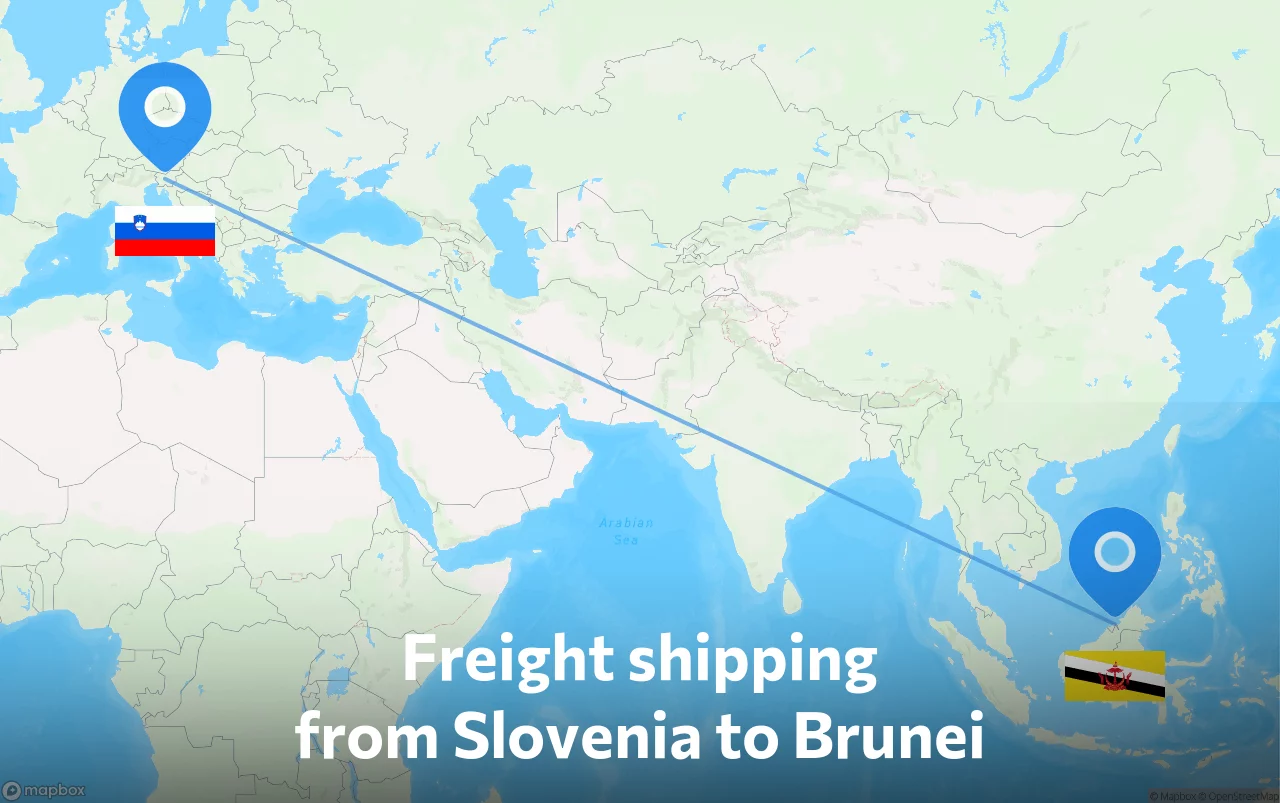 Shipping route from Slovenia to Brunei