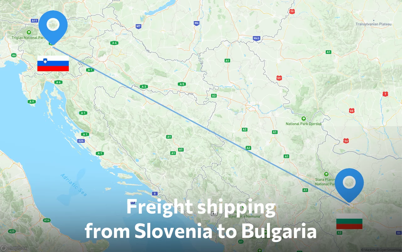 Shipping route from Slovenia to Bulgaria