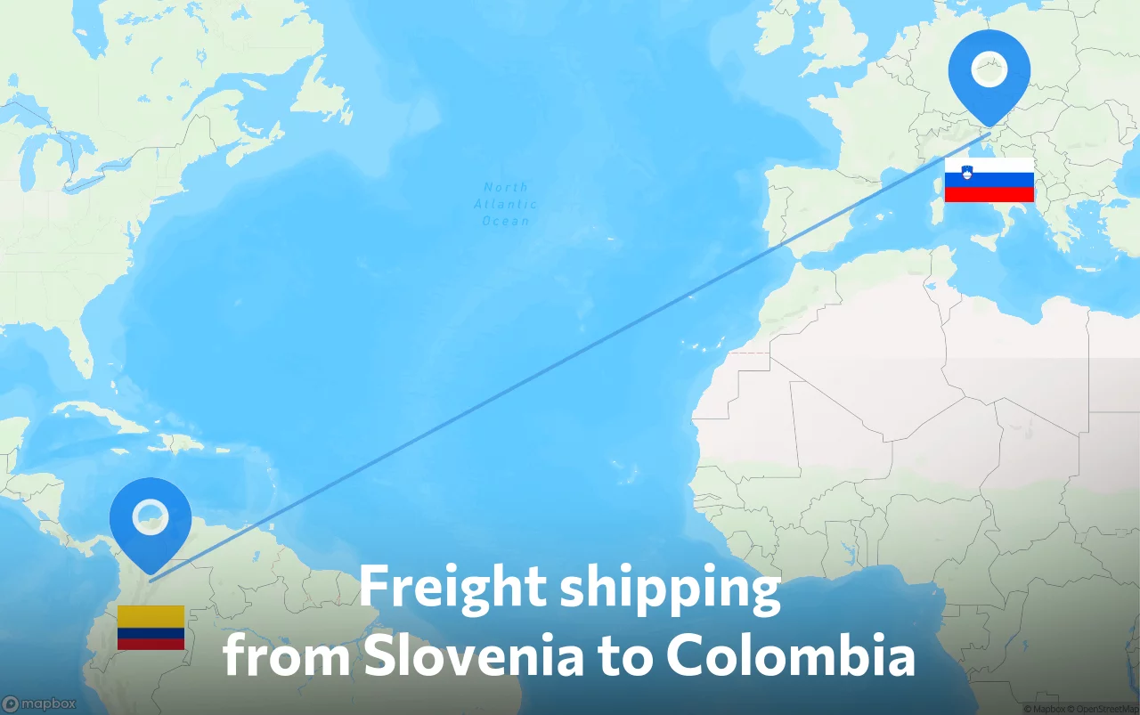 Shipping route from Slovenia to Colombia