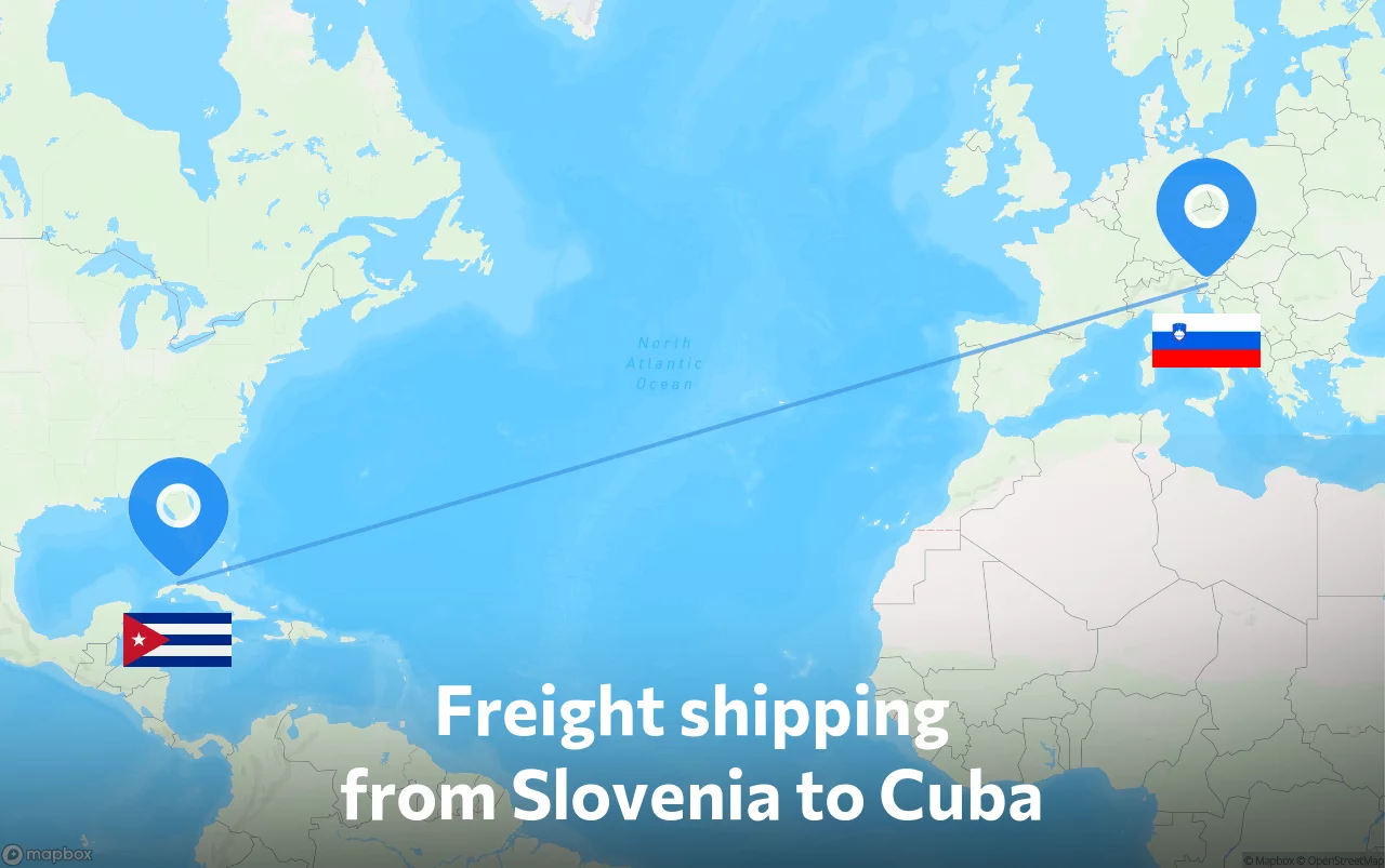 Shipping route from Slovenia to Cuba