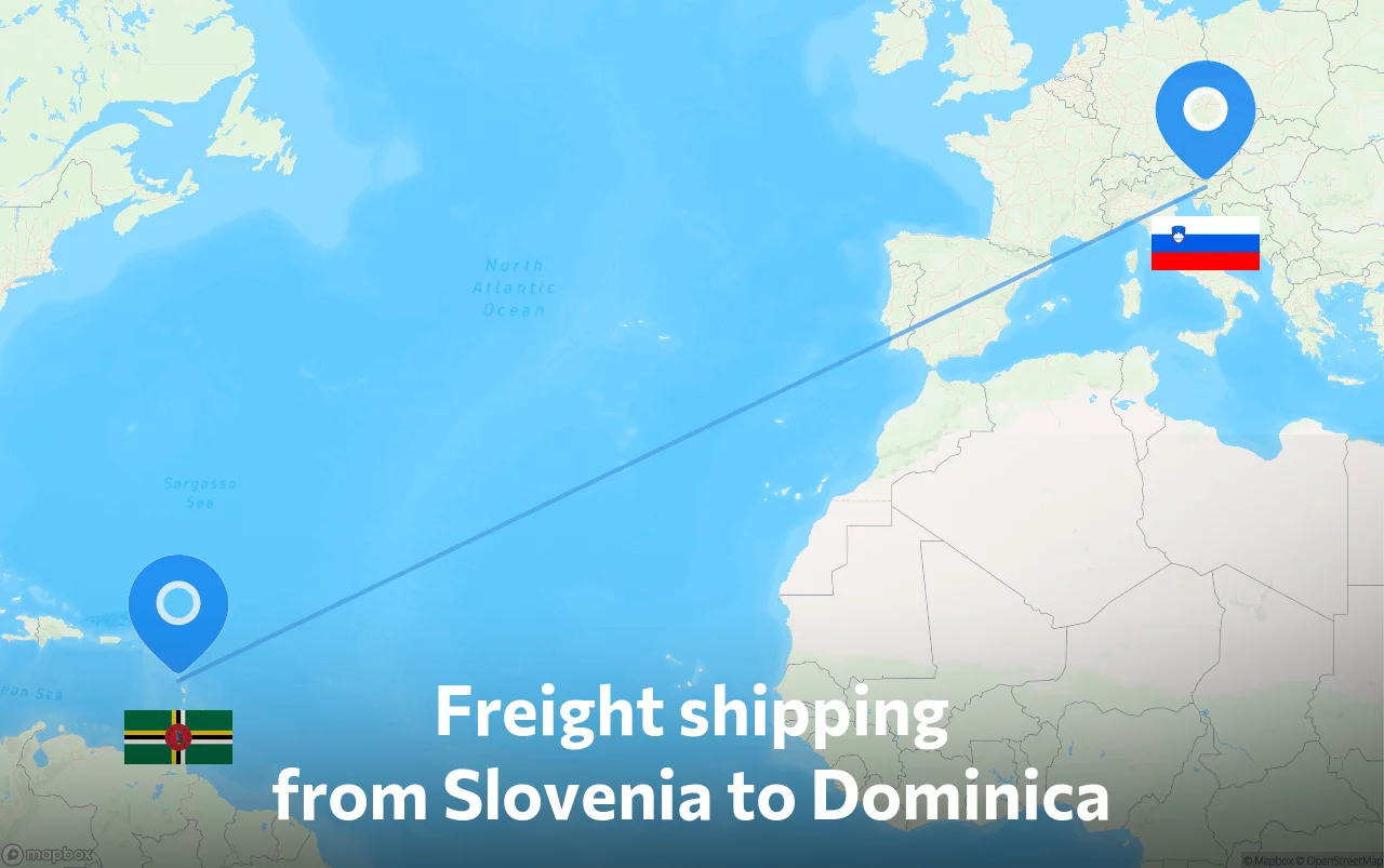 Shipping route from Slovenia to Dominica
