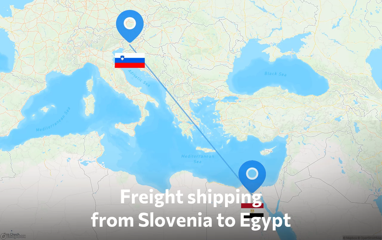 Shipping route from Slovenia to Egypt