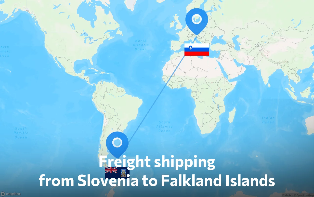 Shipping route from Slovenia to Falkland Islands