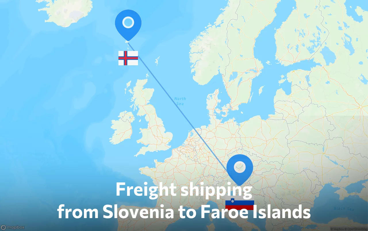 Shipping route from Slovenia to Faroe Islands