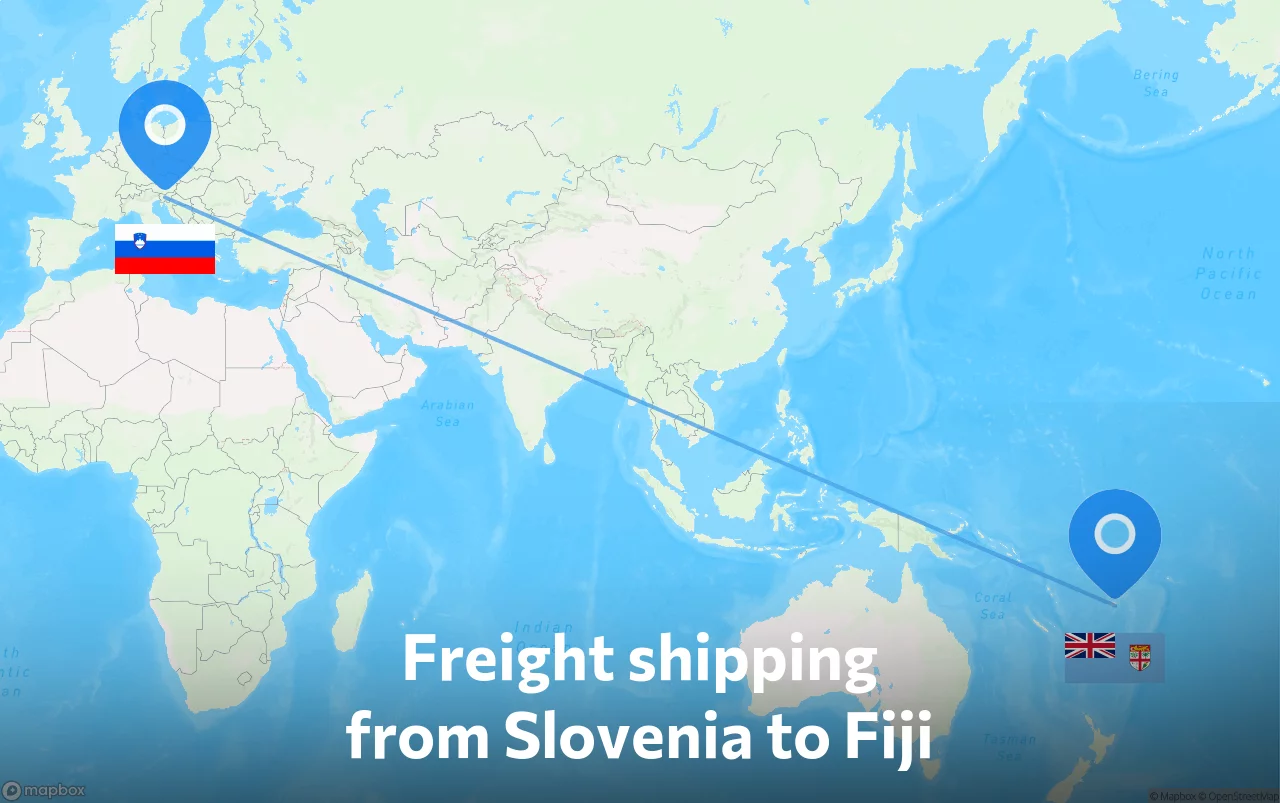 Shipping route from Slovenia to Fiji