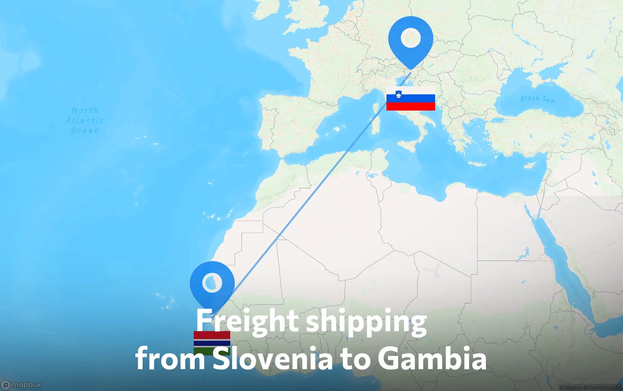 Shipping route from Slovenia to Gambia
