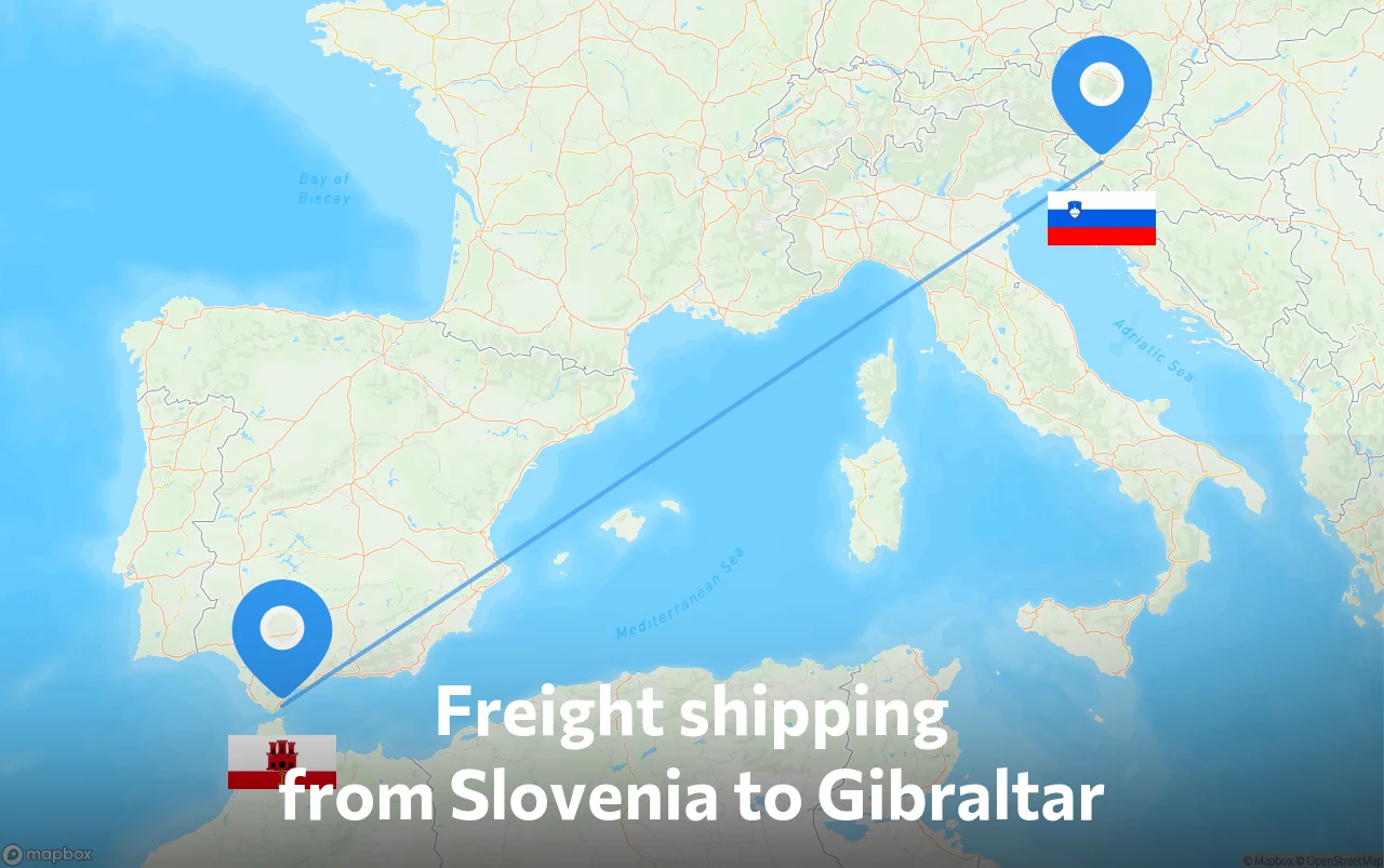 Shipping route from Slovenia to Gibraltar