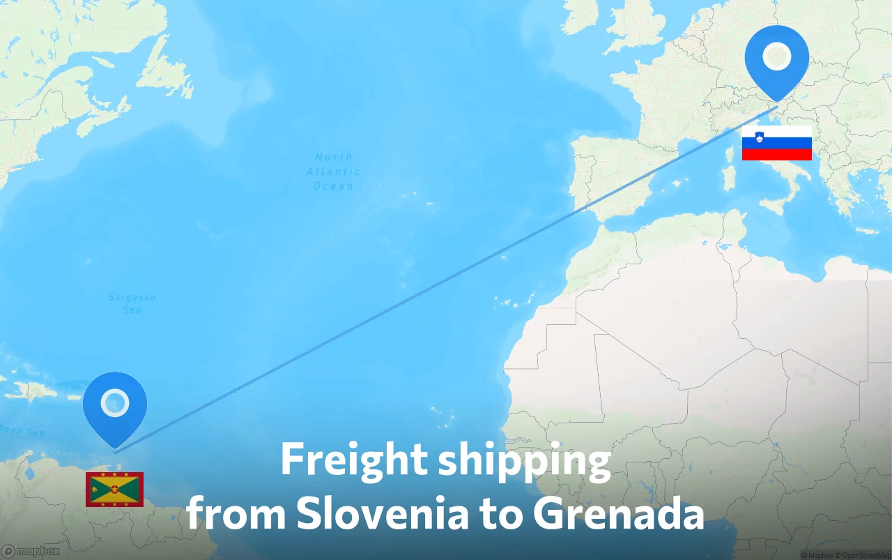 Shipping route from Slovenia to Grenada