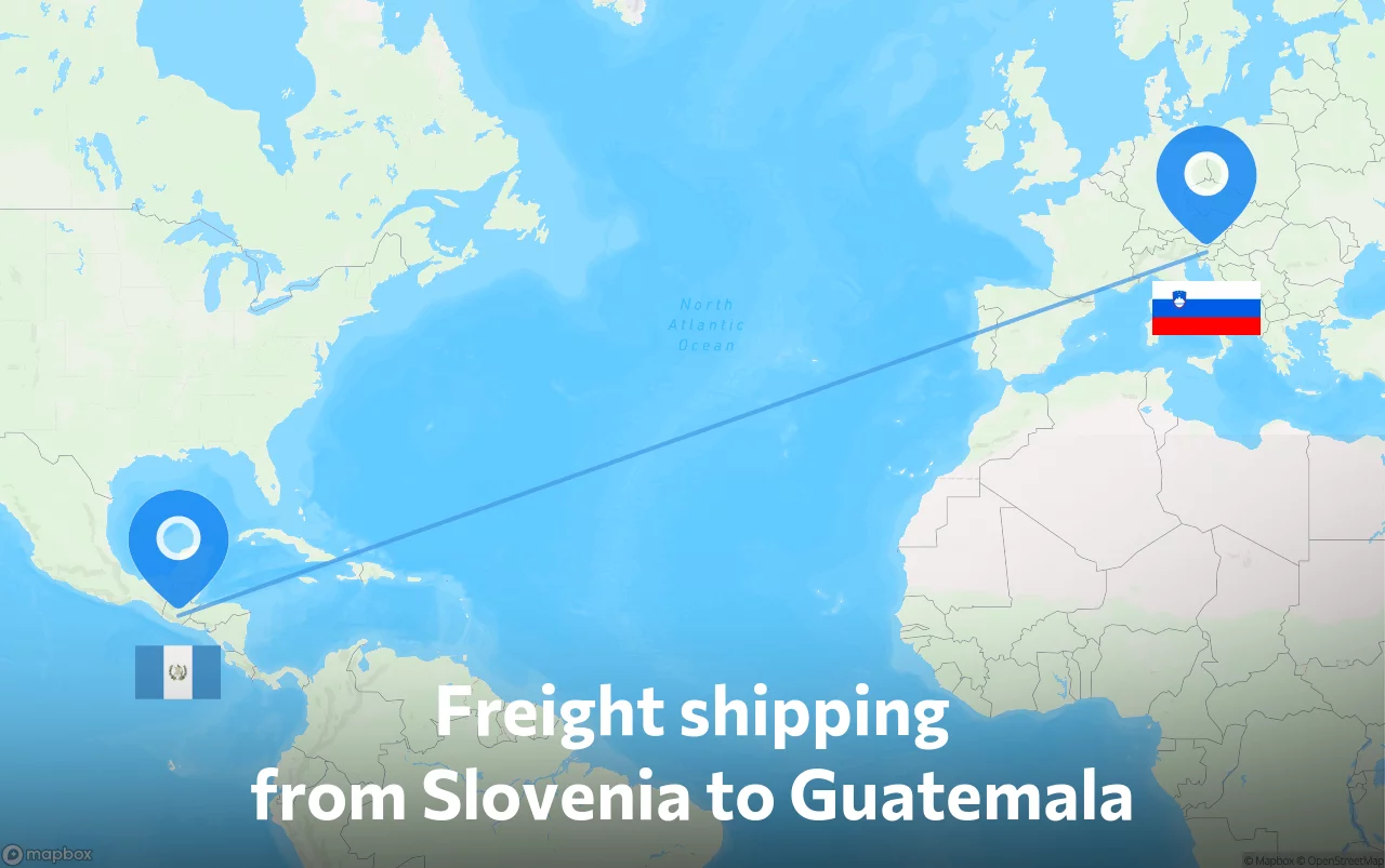 Shipping route from Slovenia to Guatemala