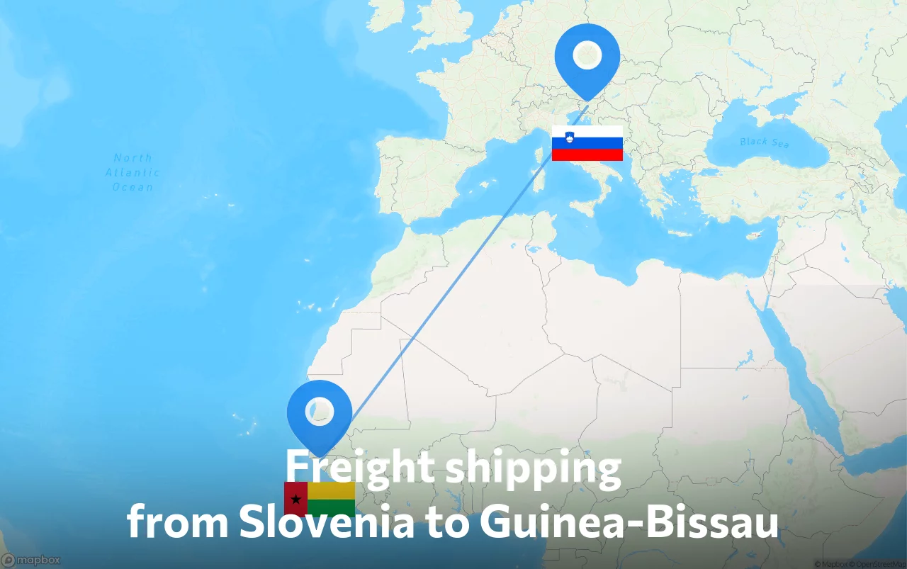 Shipping route from Slovenia to Guinea-Bissau