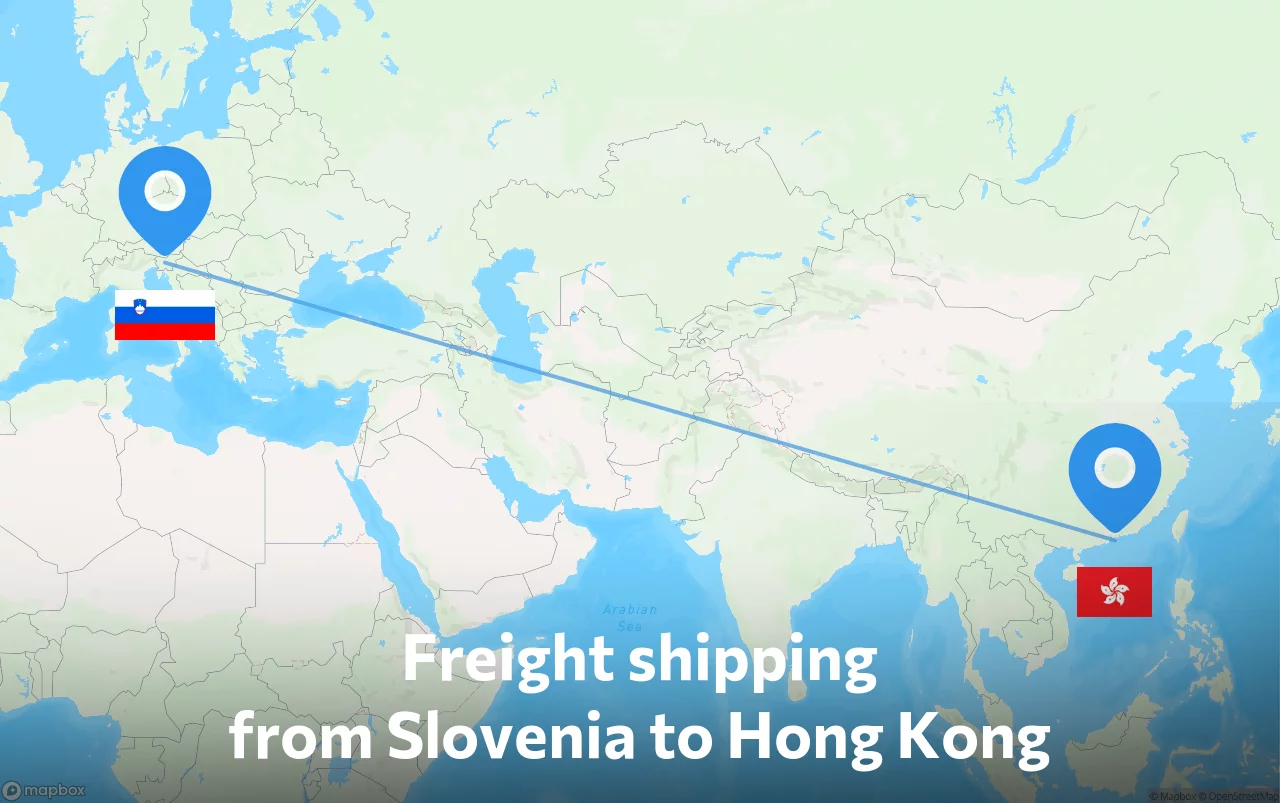 Shipping route from Slovenia to Hong Kong