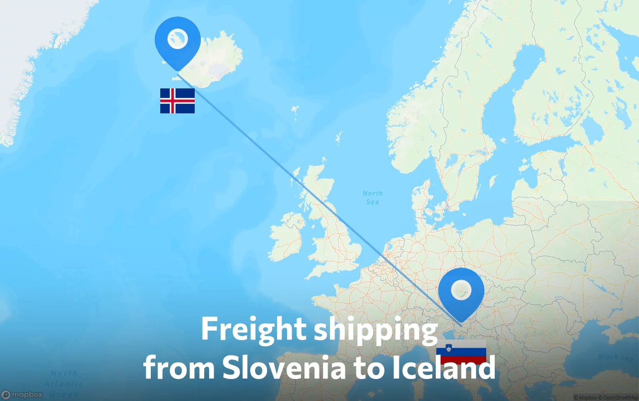 Shipping route from Slovenia to Iceland