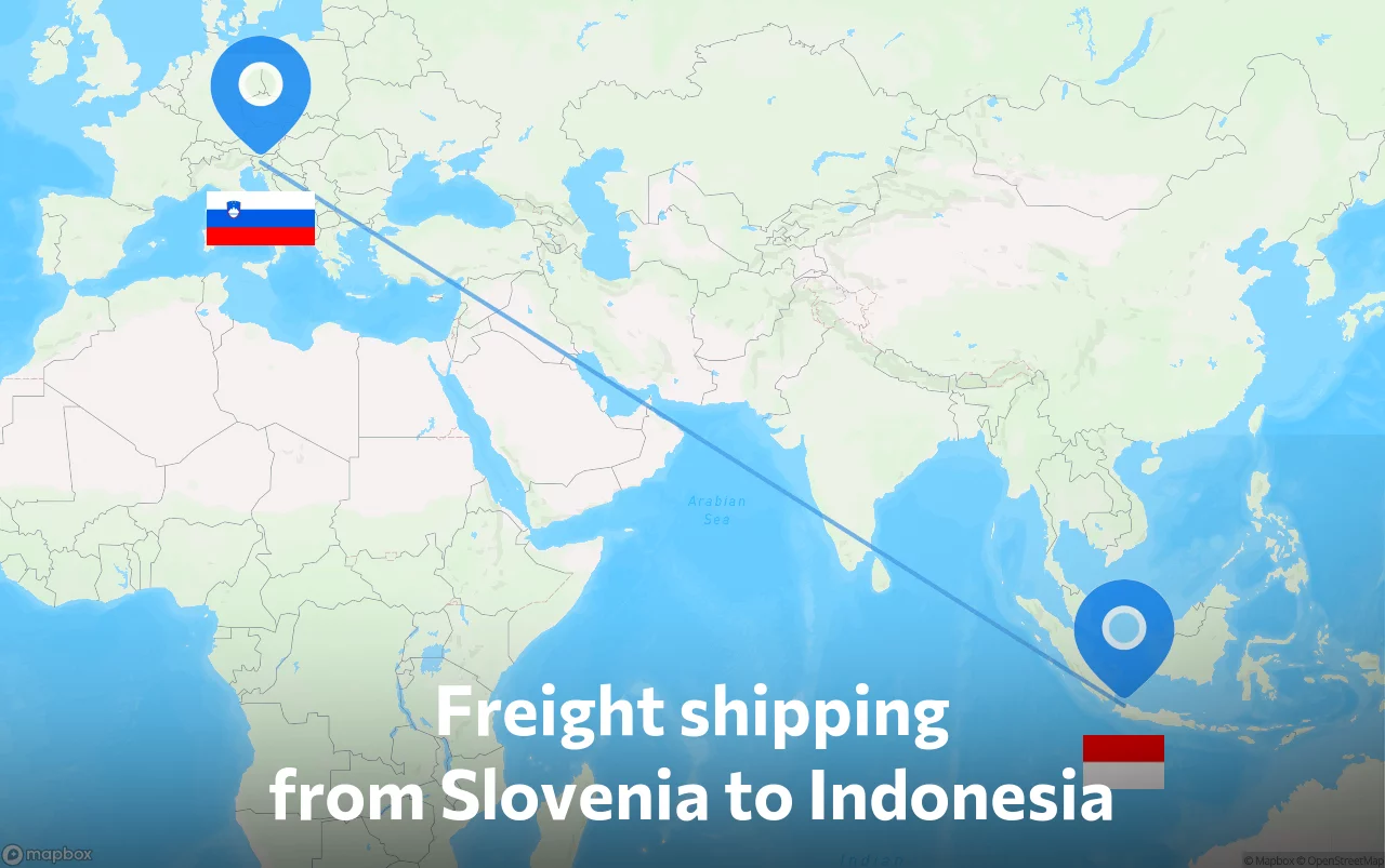 Shipping route from Slovenia to Indonesia