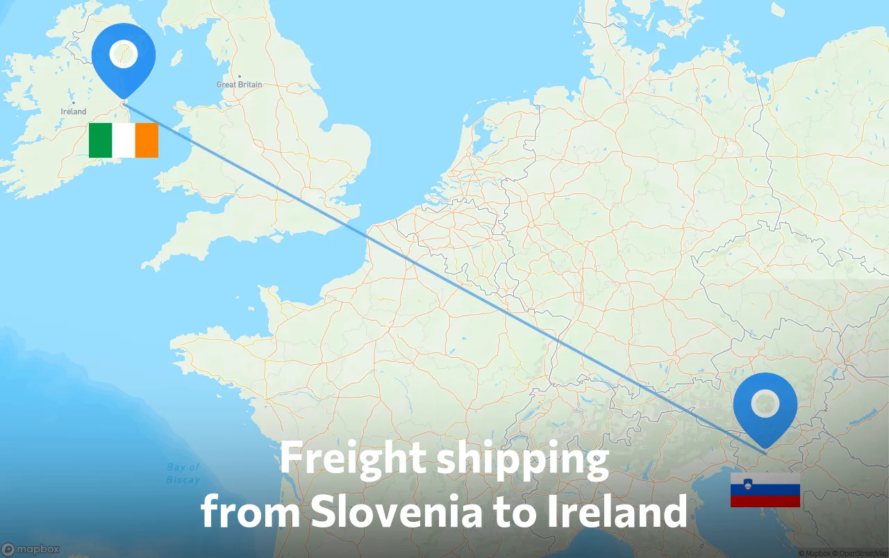 Shipping route from Slovenia to Ireland