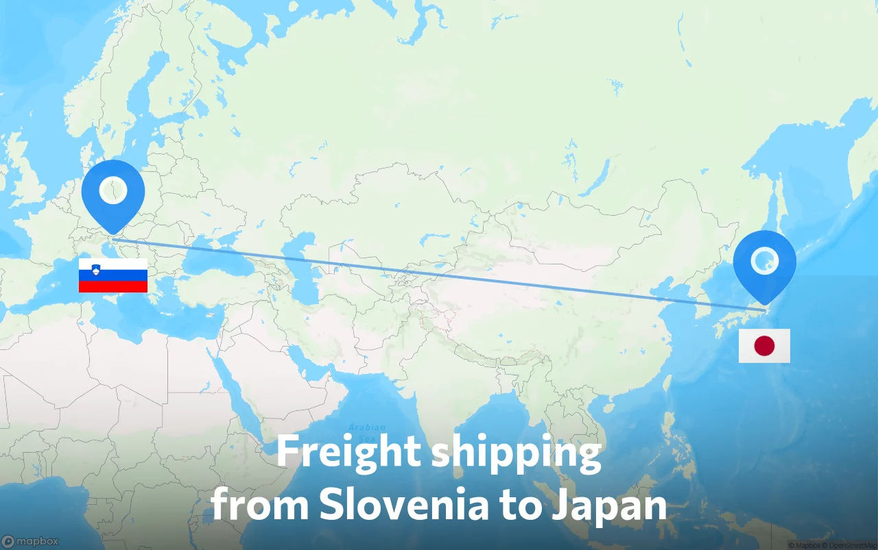 Shipping route from Slovenia to Japan