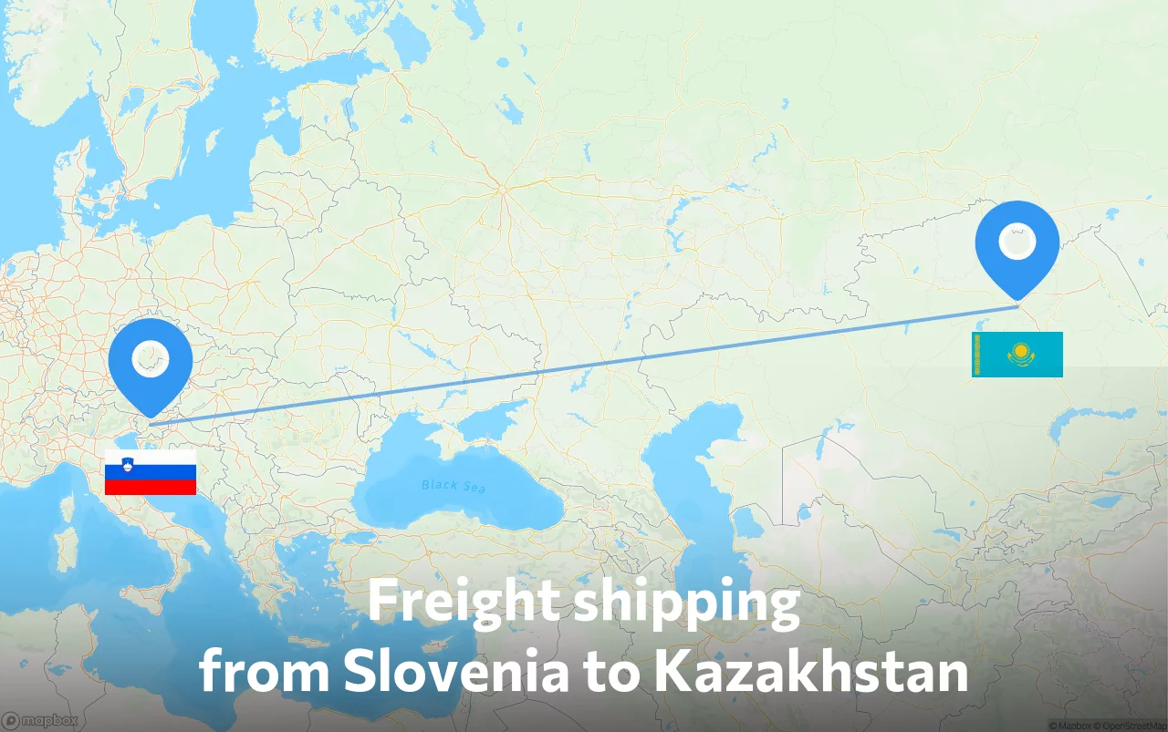 Shipping route from Slovenia to Kazakhstan