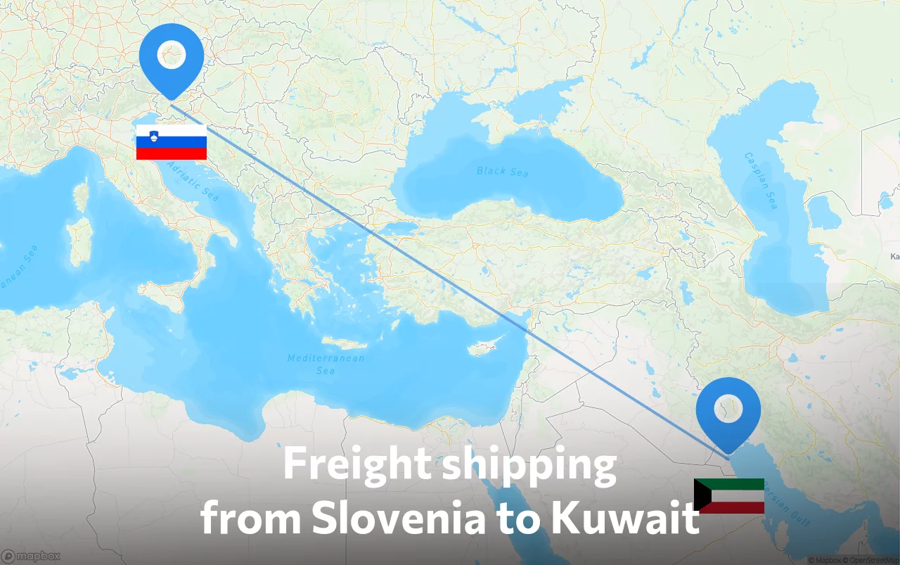 Shipping route from Slovenia to Kuwait