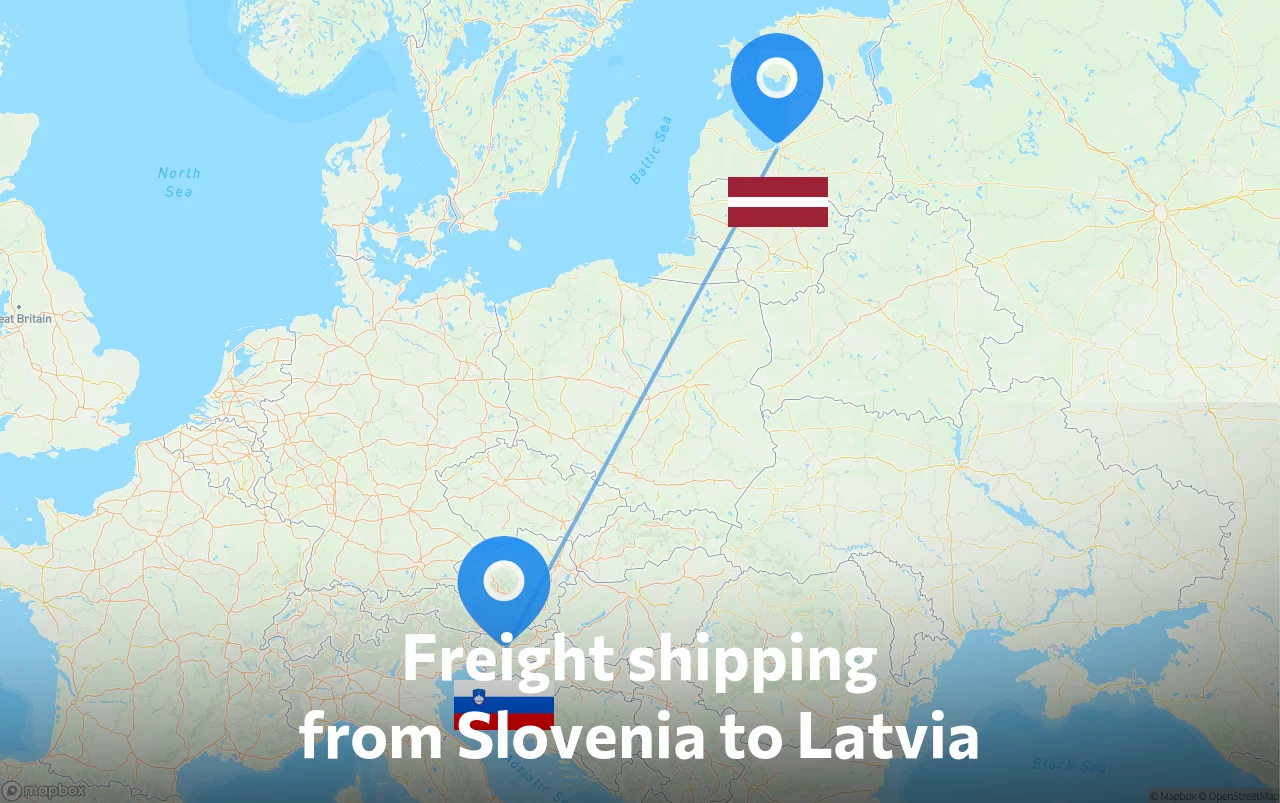 Shipping route from Slovenia to Latvia