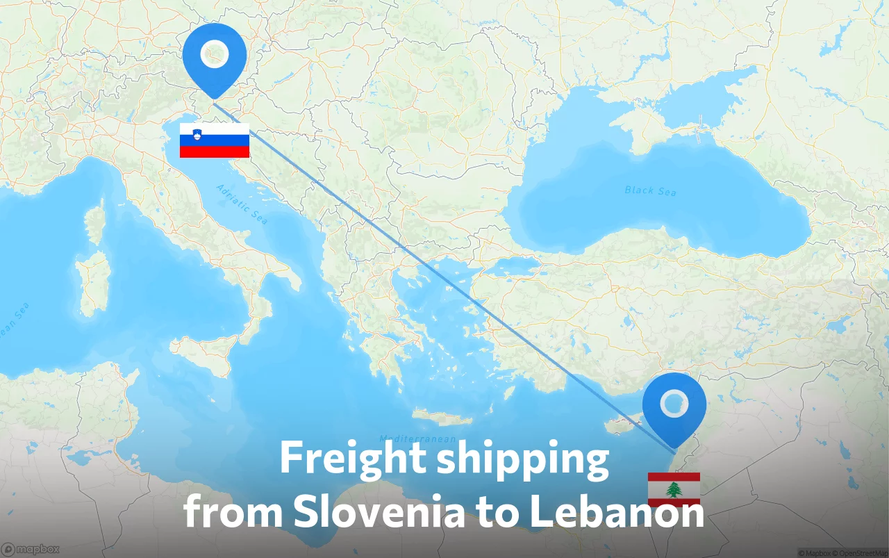 Shipping route from Slovenia to Lebanon