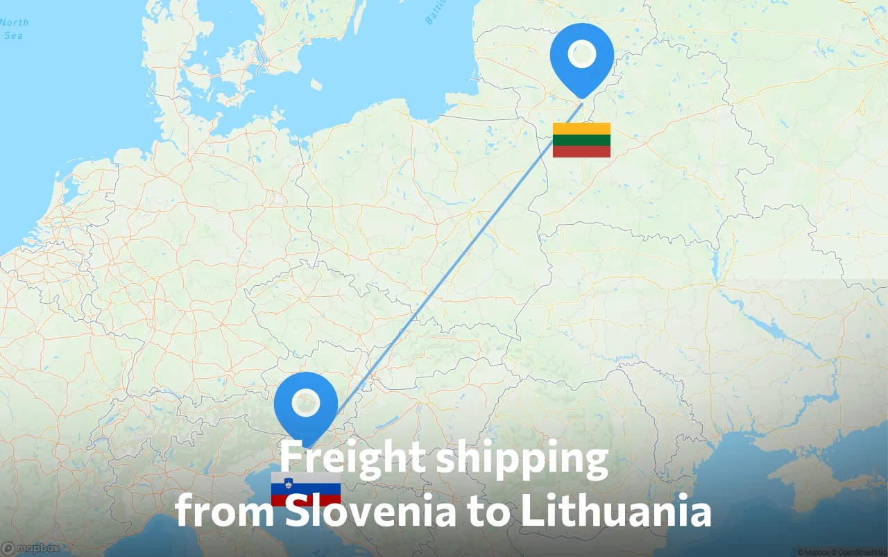 Shipping route from Slovenia to Lithuania