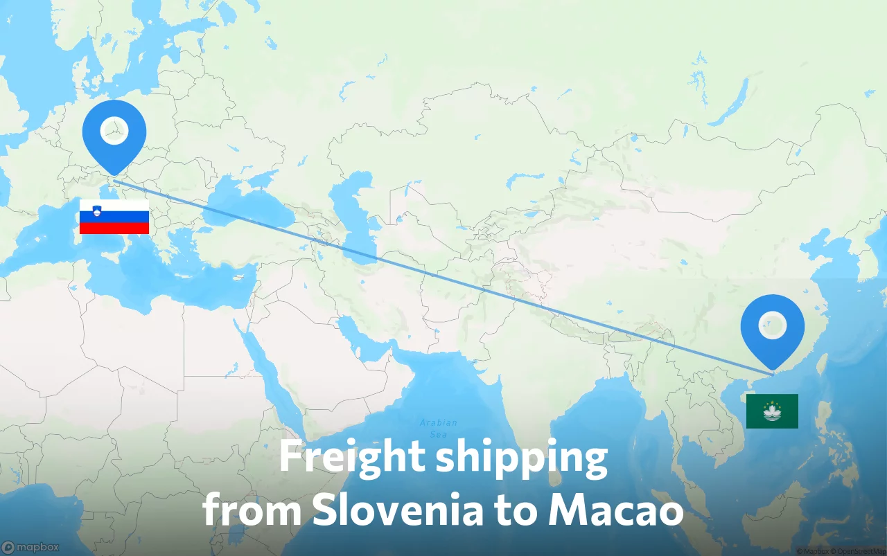Shipping route from Slovenia to Macao