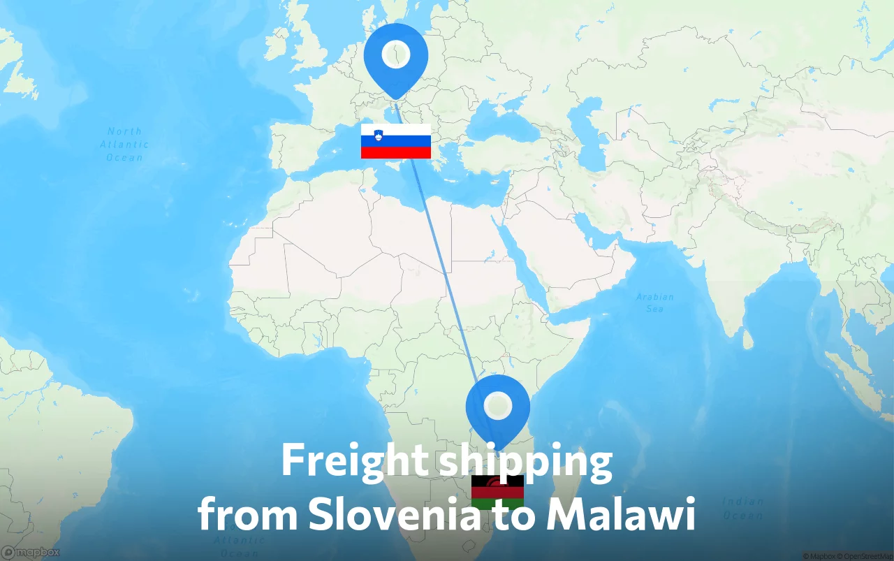 Shipping route from Slovenia to Malawi