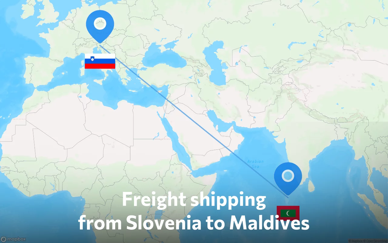 Shipping route from Slovenia to Maldives