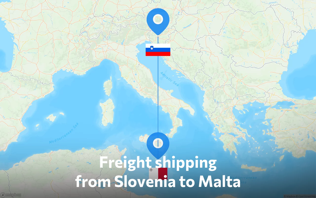 Shipping route from Slovenia to Malta