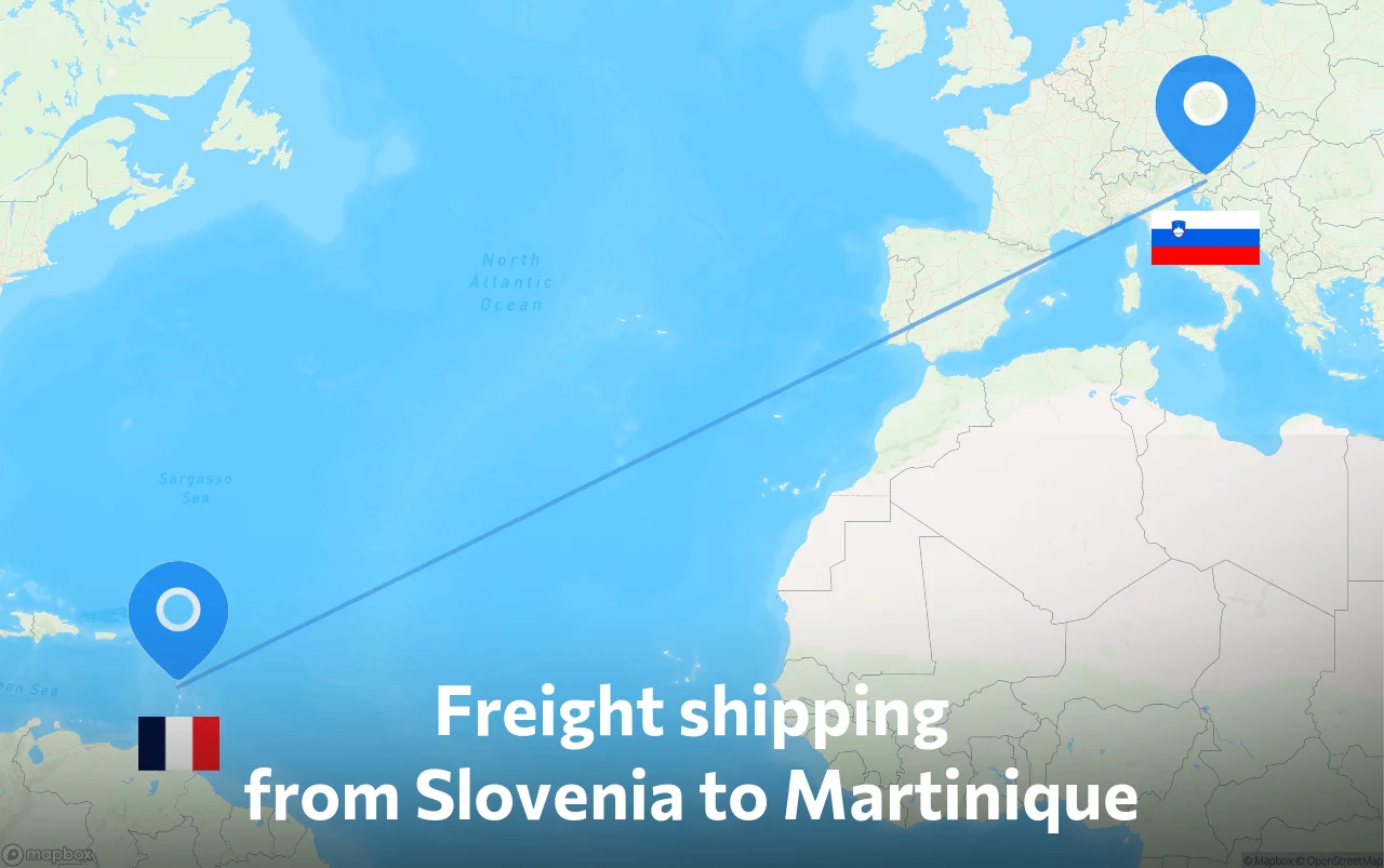 Shipping route from Slovenia to Martinique