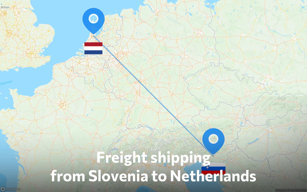 Shipping route from Slovenia to Netherlands