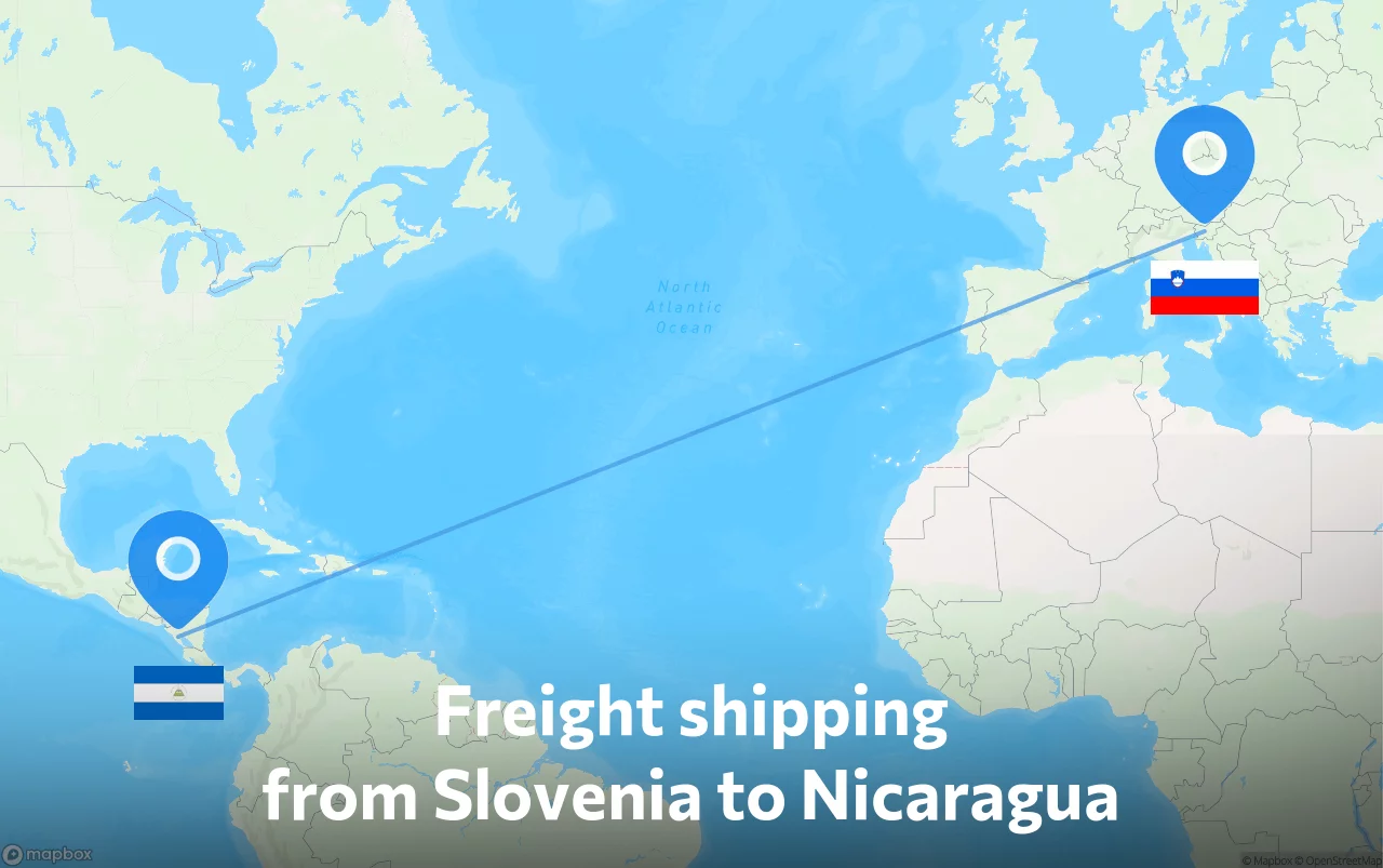Shipping route from Slovenia to Nicaragua
