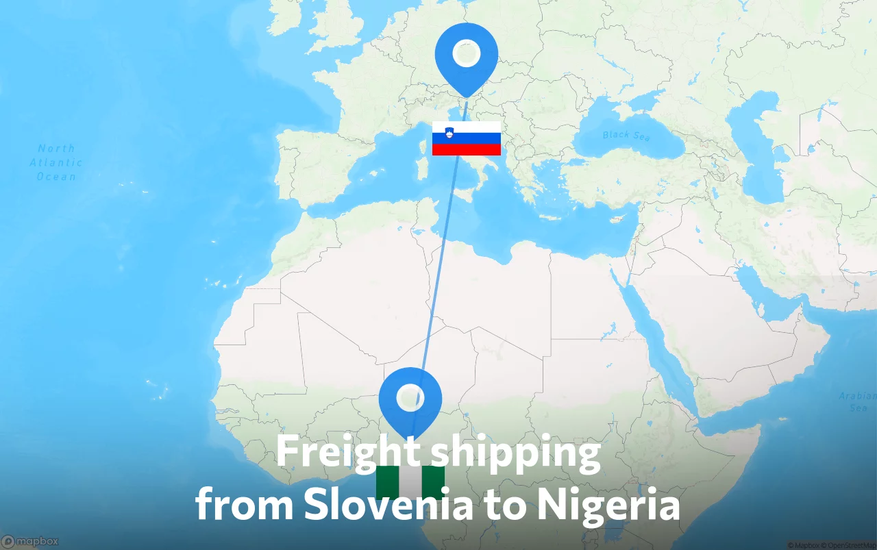 Shipping route from Slovenia to Nigeria