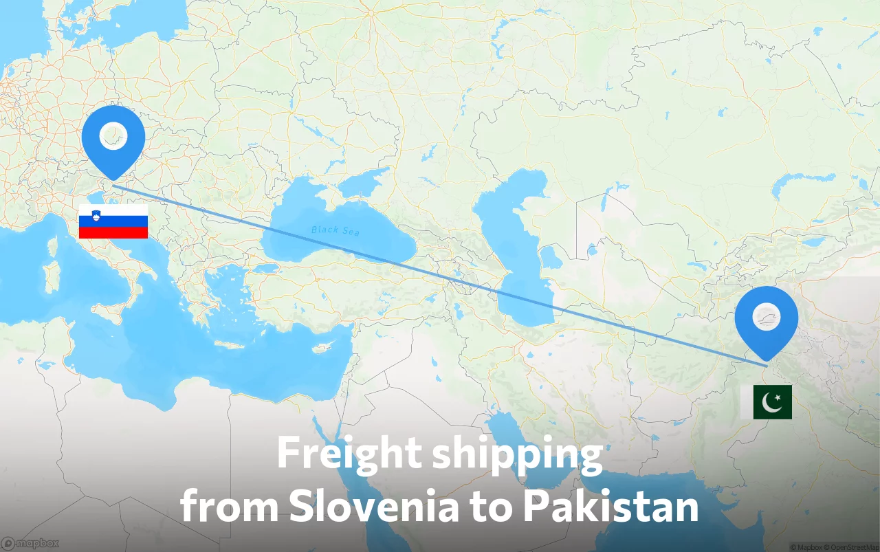 Shipping route from Slovenia to Pakistan