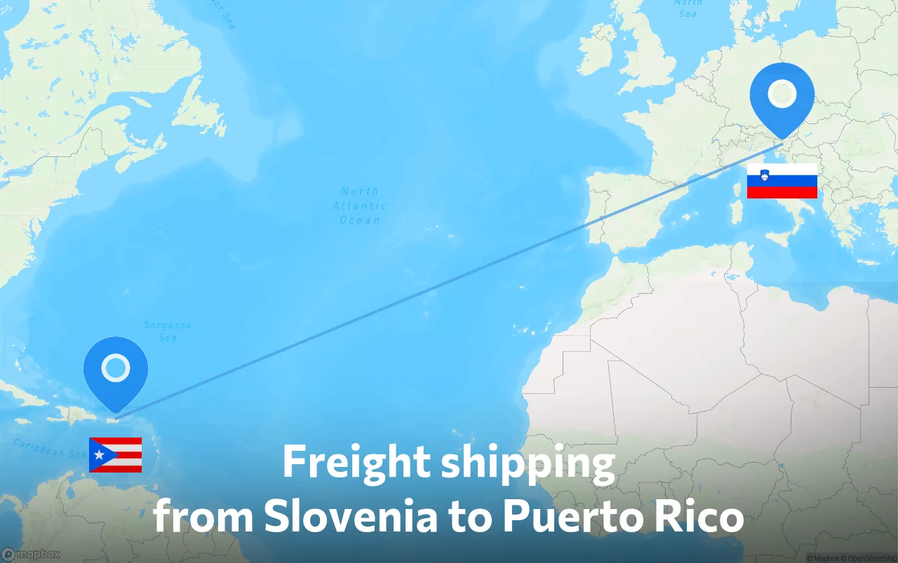 Shipping route from Slovenia to Puerto Rico