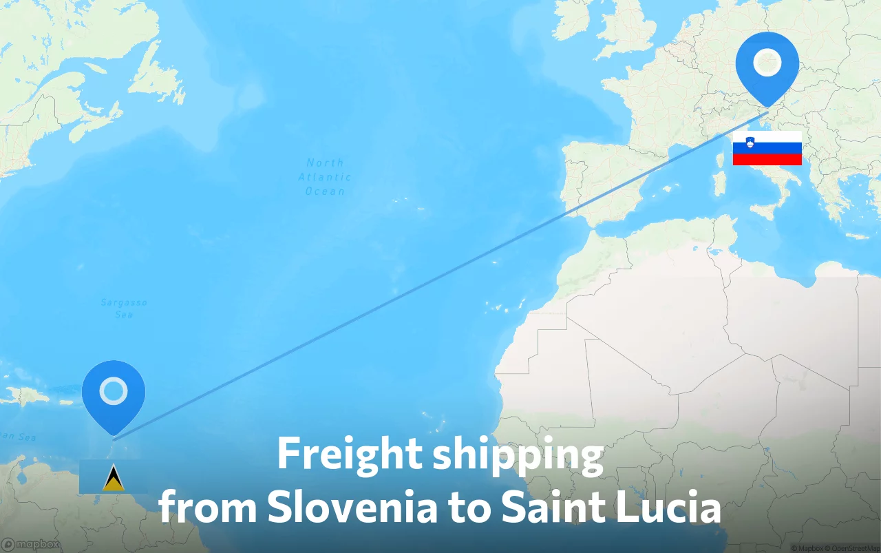 Shipping route from Slovenia to Saint Lucia