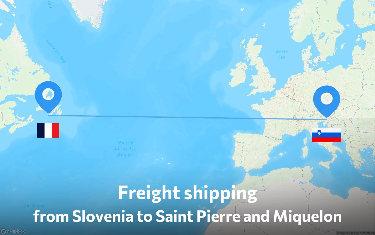 Shipping route from Slovenia to Saint Pierre and Miquelon