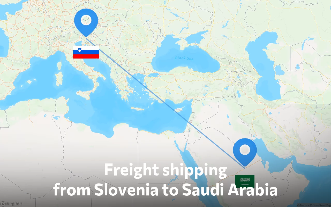 Shipping route from Slovenia to Saudi Arabia