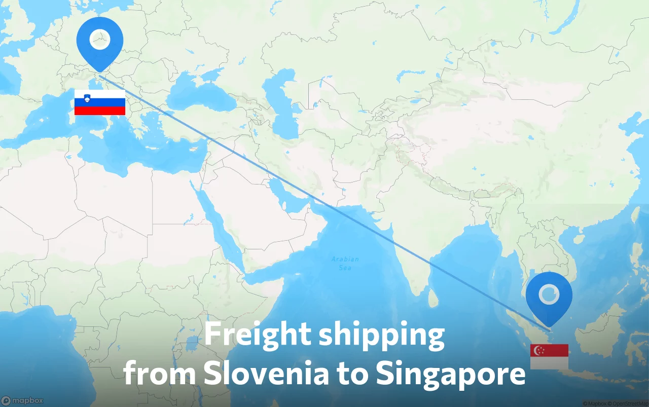 Shipping route from Slovenia to Singapore
