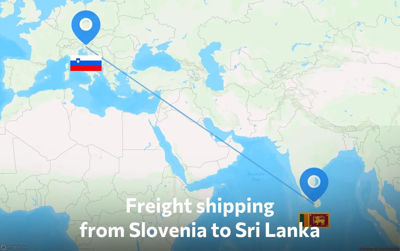 Shipping route from Slovenia to Sri Lanka