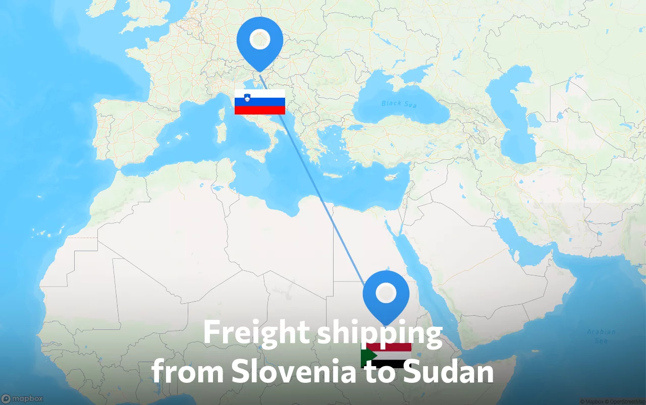 Shipping route from Slovenia to Sudan