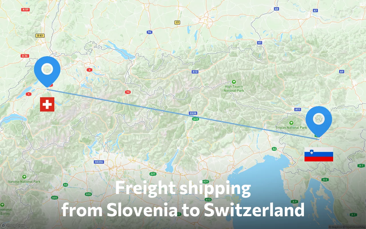 Shipping route from Slovenia to Switzerland