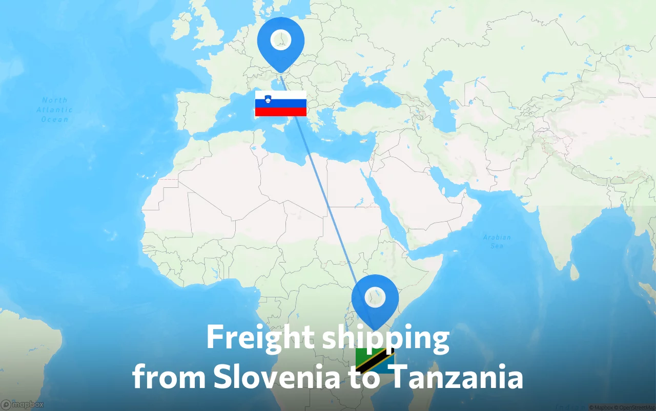 Shipping route from Slovenia to Tanzania