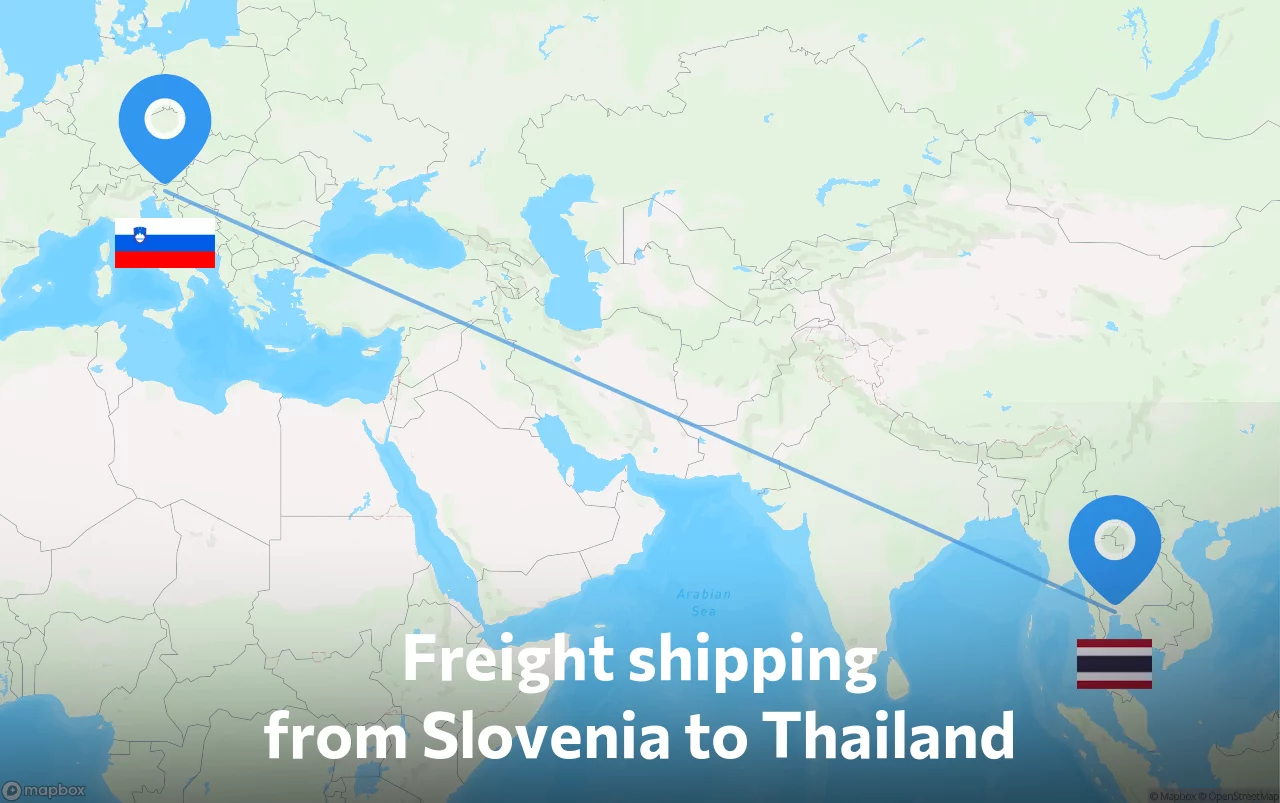 Shipping route from Slovenia to Thailand