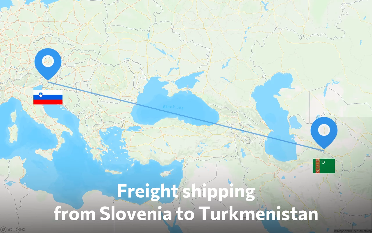 Shipping route from Slovenia to Turkmenistan