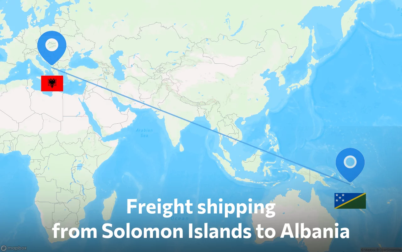 Shipping route from Solomon Islands to Albania