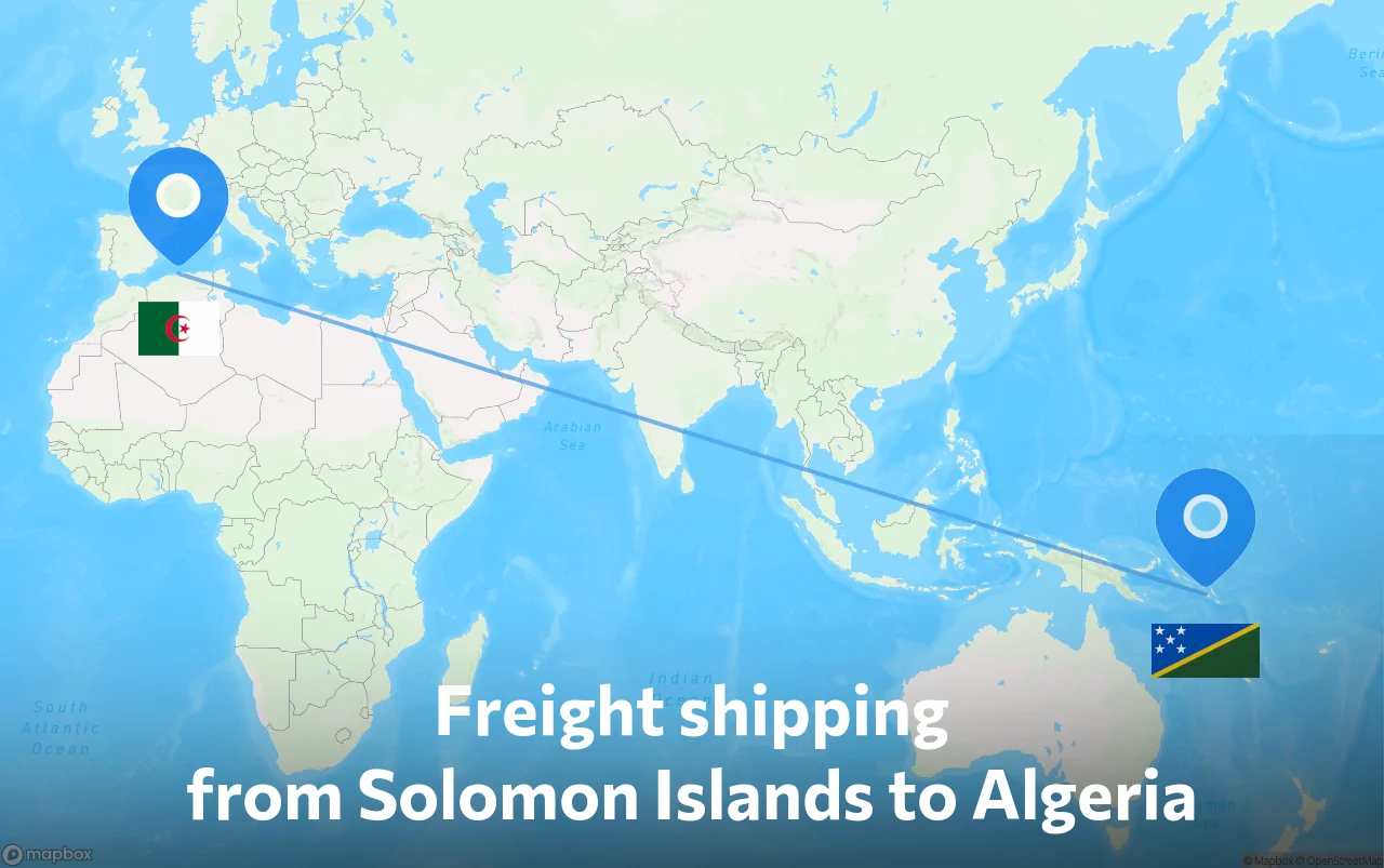 Shipping route from Solomon Islands to Algeria